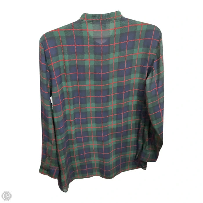 Blouse Long Sleeve By Chaps In Plaid Pattern, Size: M