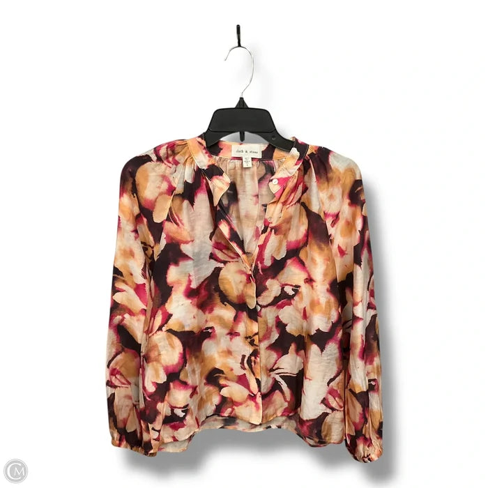 Blouse Long Sleeve By Cloth & Stone In Tie Dye Print, Size: S