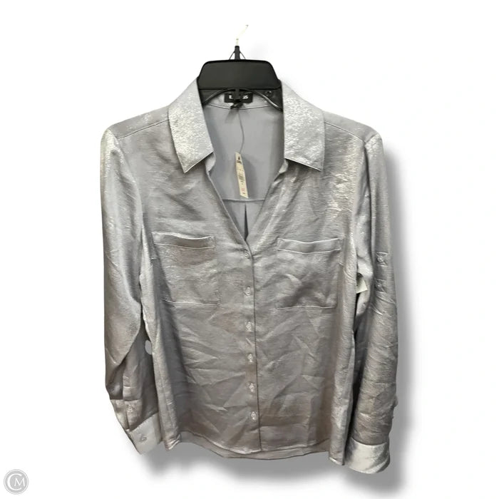 Blouse Long Sleeve By Express In Silver, Size: M