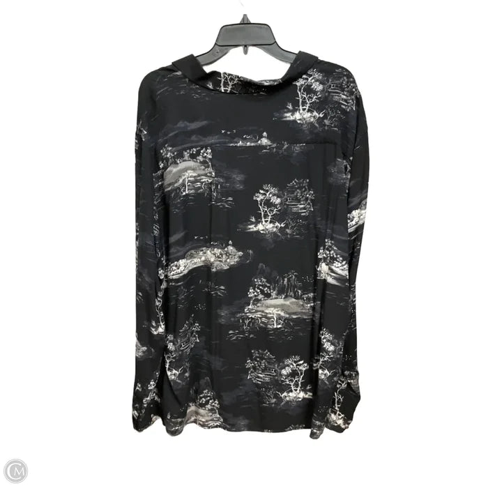 Blouse Long Sleeve By H&m In Black & Grey, Size: Xxl