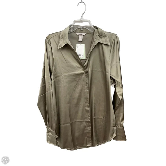 Blouse Long Sleeve By H&m In Green, Size: L