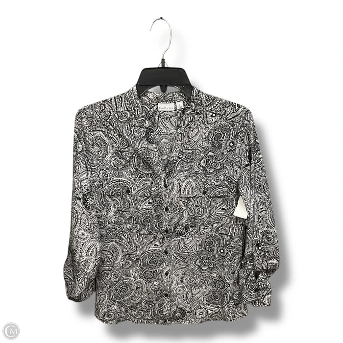 Blouse Long Sleeve By Kim Rogers In Black & White, Size: S