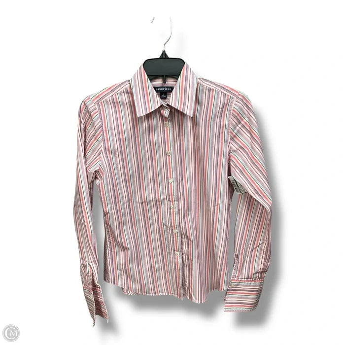 Blouse Long Sleeve By Lands End In Striped Pattern, Size: S
