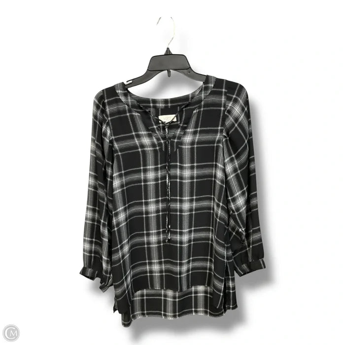 Blouse Long Sleeve By Loft In Black & White, Size: S