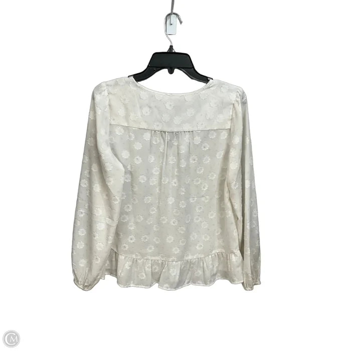 Blouse Long Sleeve By Loft In Cream, Size: Xs