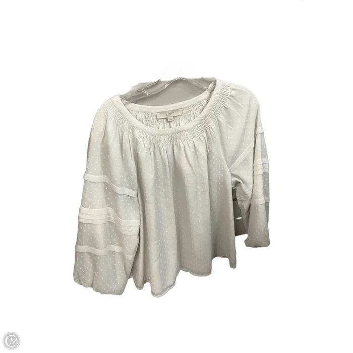 Blouse Long Sleeve By Loft In Grey, Size: S