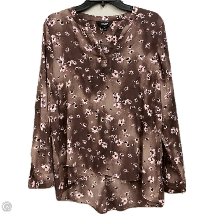 Blouse Long Sleeve By Simply Vera In Floral Print, Size: M