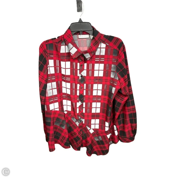 Blouse Long Sleeve By Susan Graver In Black & Red, Size: M