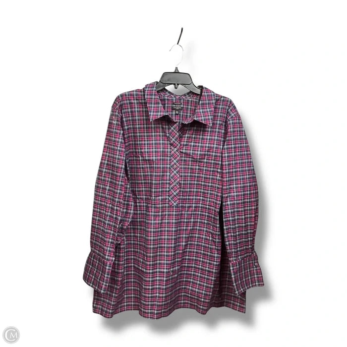 Blouse Long Sleeve By Talbots In Plaid Pattern, Size: 3x