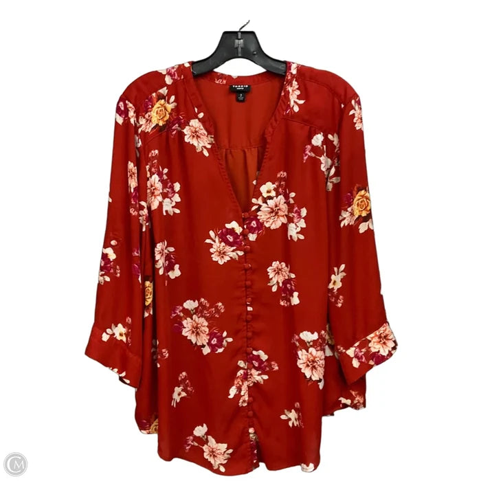 Blouse Long Sleeve By Torrid In Floral Print, Size: 2x