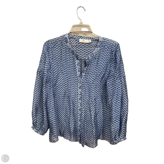 Blouse Long Sleeve By Vineyard Vines In Blue, Size: S