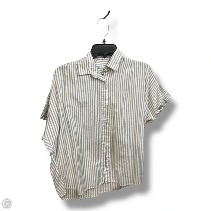 Blouse Short Sleeve By Clothes Mentor In Grey & White, Size: S
