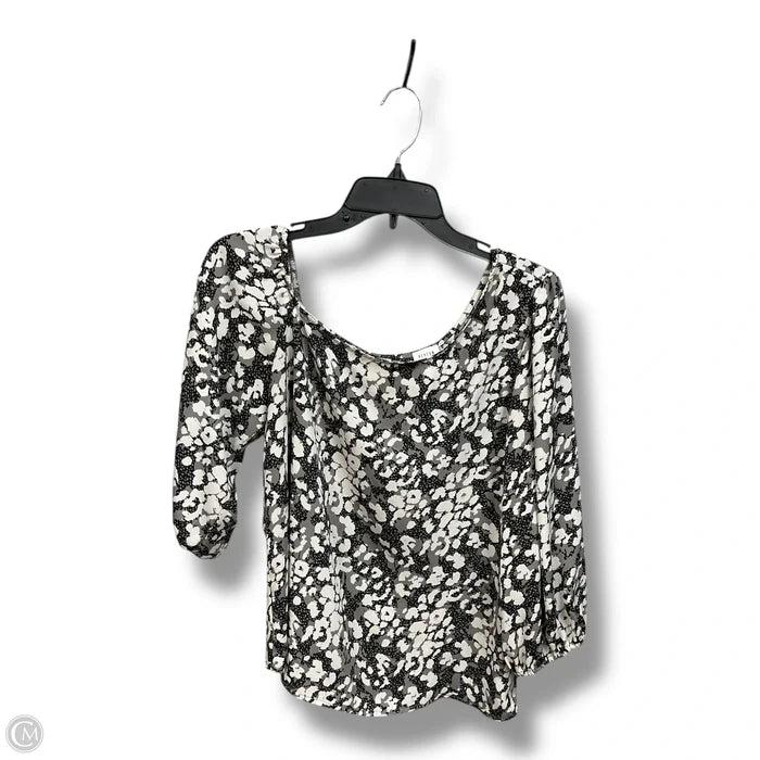 Blouse Short Sleeve By Peyton Jensen In Black & Grey, Size: M