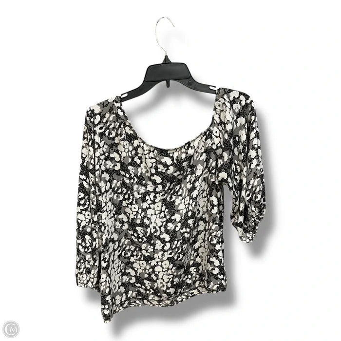 Blouse Short Sleeve By Peyton Jensen In Black & Grey, Size: M