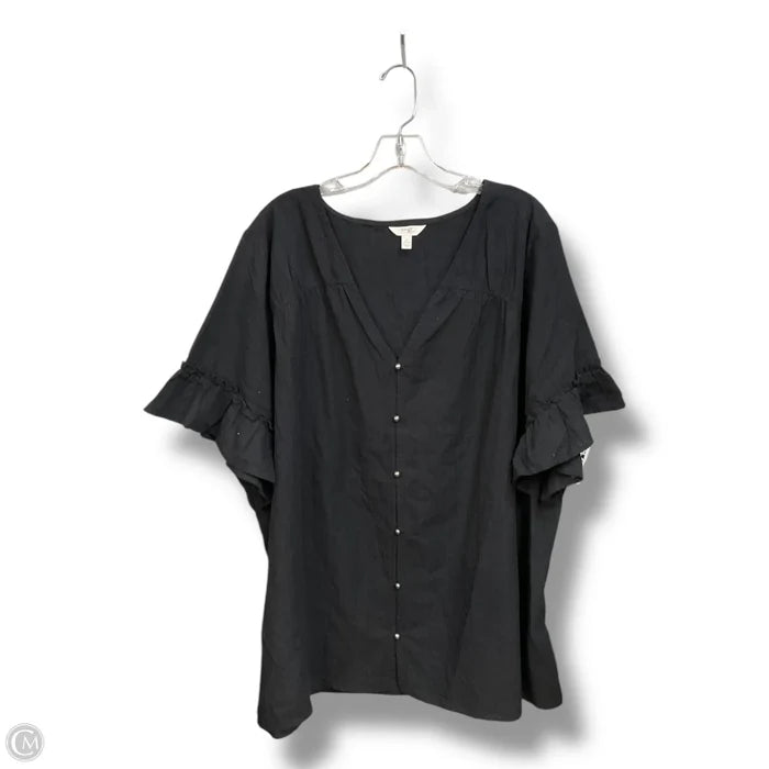 Blouse Short Sleeve By Terra & Sky In Black, Size: 1x