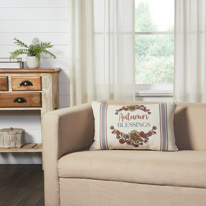 Bountifall Autumn Blessings Fall Harvest Lumbar Throw Pillow 14x22 Seasonal Home Decor Accent