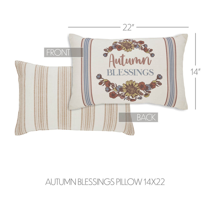 Bountifall Autumn Blessings Fall Harvest Lumbar Throw Pillow 14x22 Seasonal Home Decor Accent