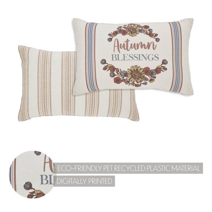 Bountifall Autumn Blessings Fall Harvest Lumbar Throw Pillow 14x22 Seasonal Home Decor Accent