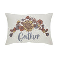 Bountifall Gathered Floral Lumbar Pillow 9.5x14, Decorative Farmhouse Accent Cushion