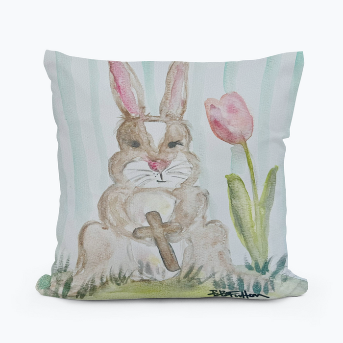 Bridgett Bunny With Pink Tulip Pillow