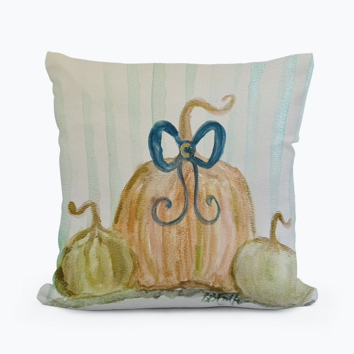 Bridgett Navy Bow Pumpkins Pillow