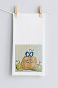 Bridgett Navy Bow Pumpkins Tea Towel