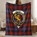 Brown clan crest tartan throw blanket with lion crest — 50x60 polyester