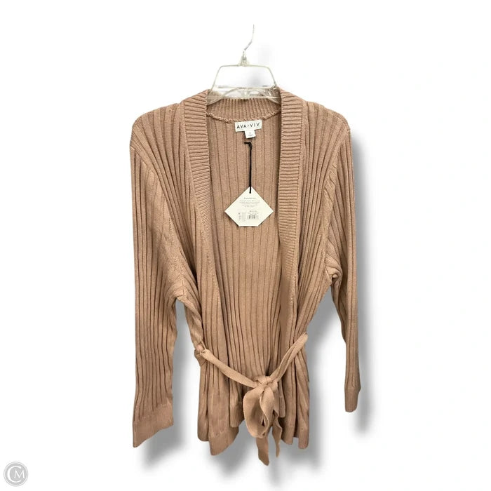 Cardigan By Ava & Viv In Tan, Size: 3x