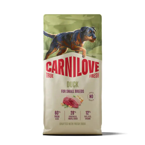 Carnilove True Fresh Duck grain-free dry dog food for small breeds, 1.5kg bag