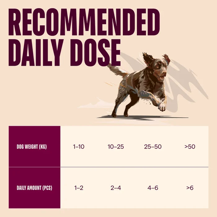 Carnilove turkey and rabbit jerky information panel showing composition and feeding amounts