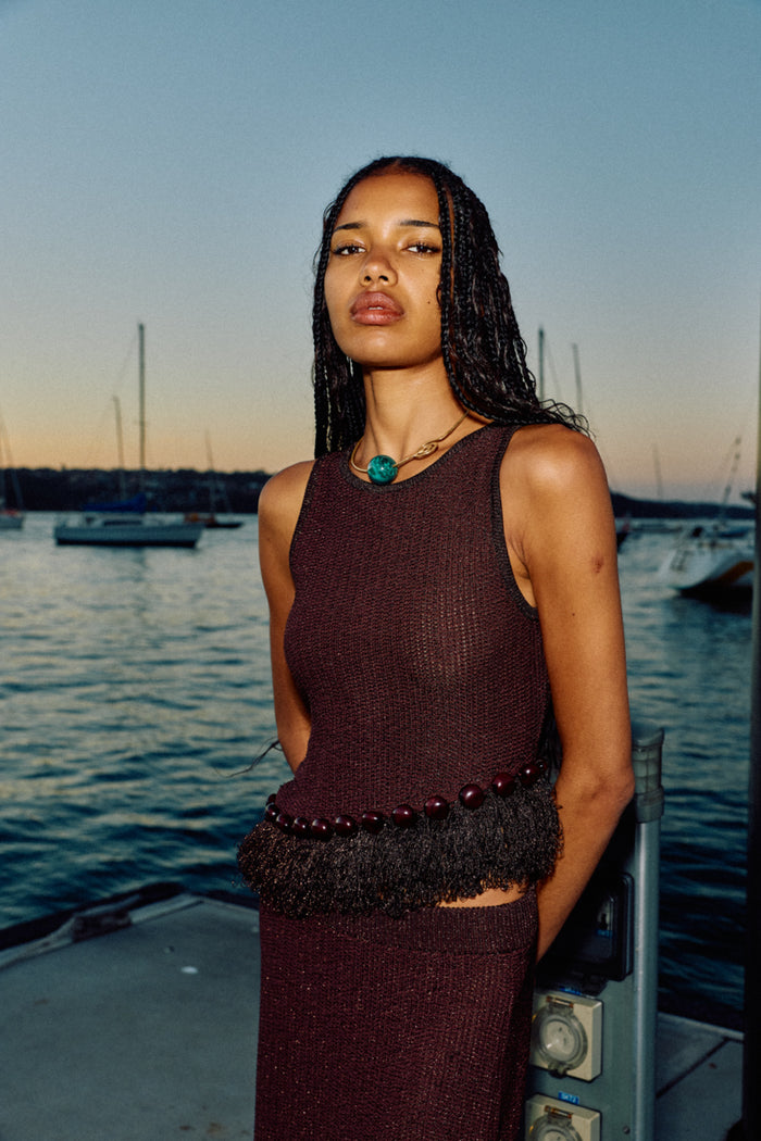 The Wolf Gang Casilda Top and Maxi Skirt in Chocolate