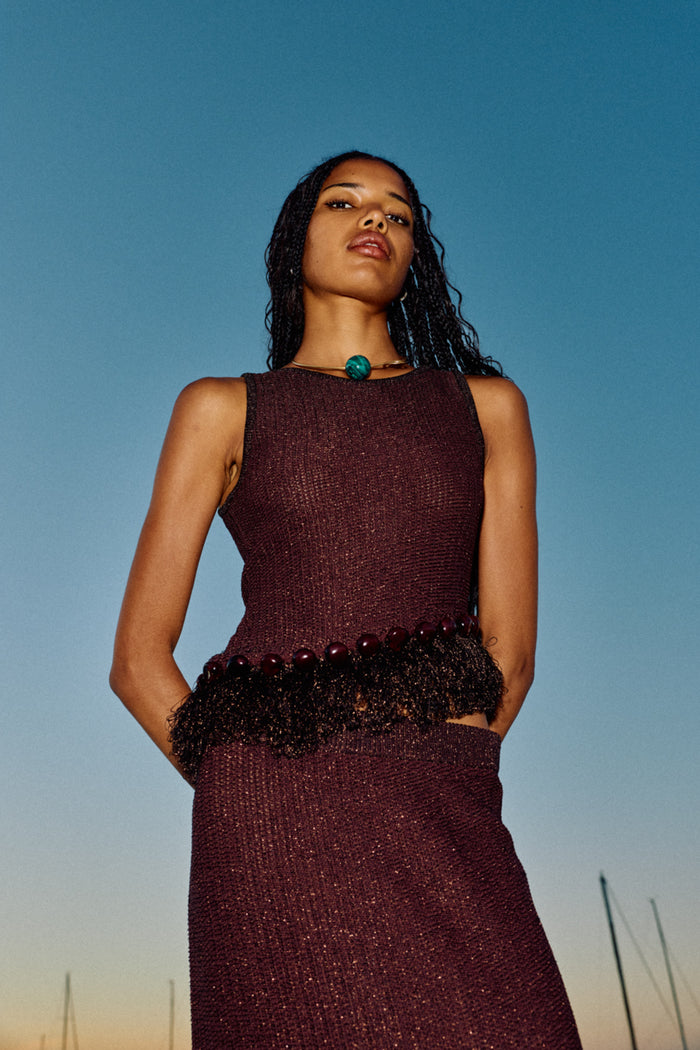 The Wolf Gang Casilda Top and Maxi Skirt in Chocolate