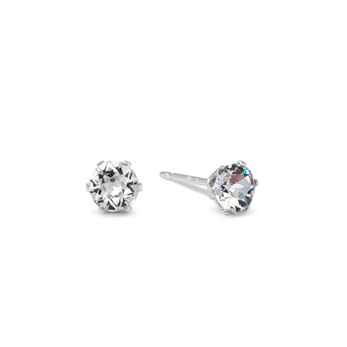 Clear Ultra Micro Mini Bling Sterling Silver Stud Earrings