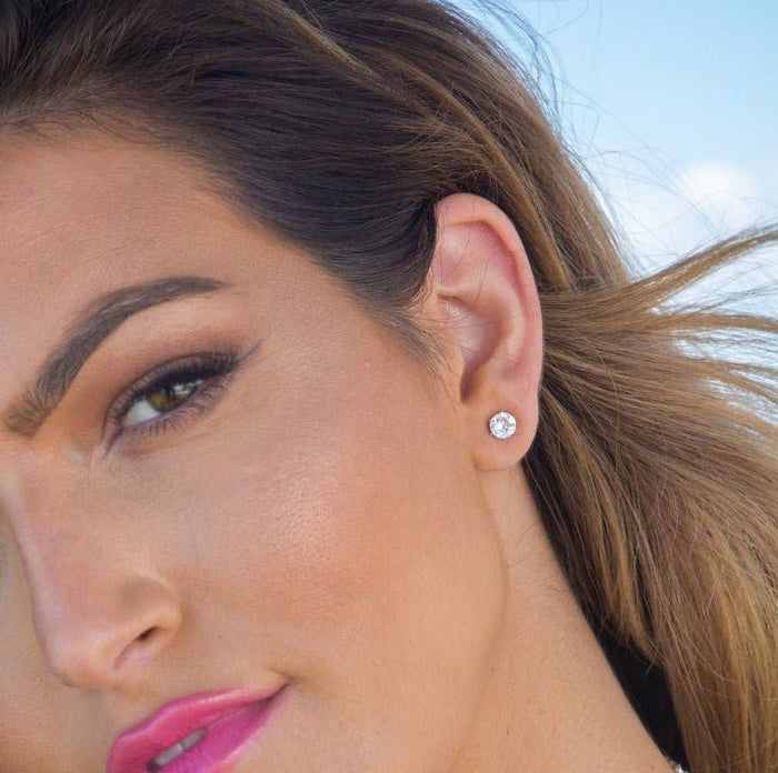 Clear Ultra Mini Bling Sterling Silver Stud Earrings