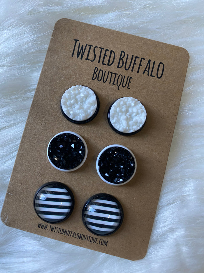 Cole Collection {ROUND} Druzy 12mm Earrings Set