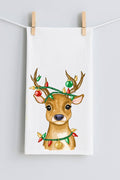 COREY'S REINDEER ON FLOUR SACK TEA TOWEL