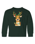 COREY'S REINDEER ON YOUTH FOREST GREEN LONG SLEEVE TSHIRT