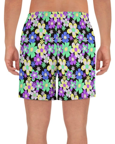 Crazy Daisy Recycled Athletic Shorts, Athletic Shorts, - One Stop Rave