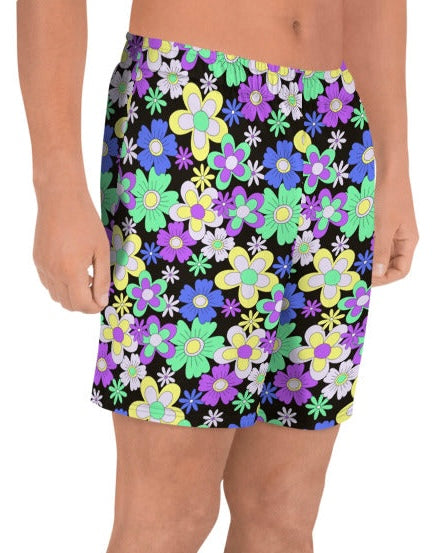 Crazy Daisy Recycled Athletic Shorts, Athletic Shorts, - One Stop Rave