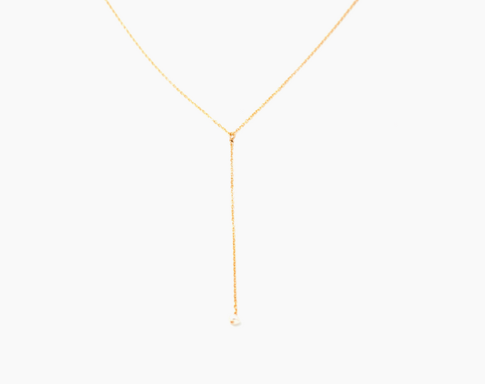 Dainty Pearl Lariat Necklace