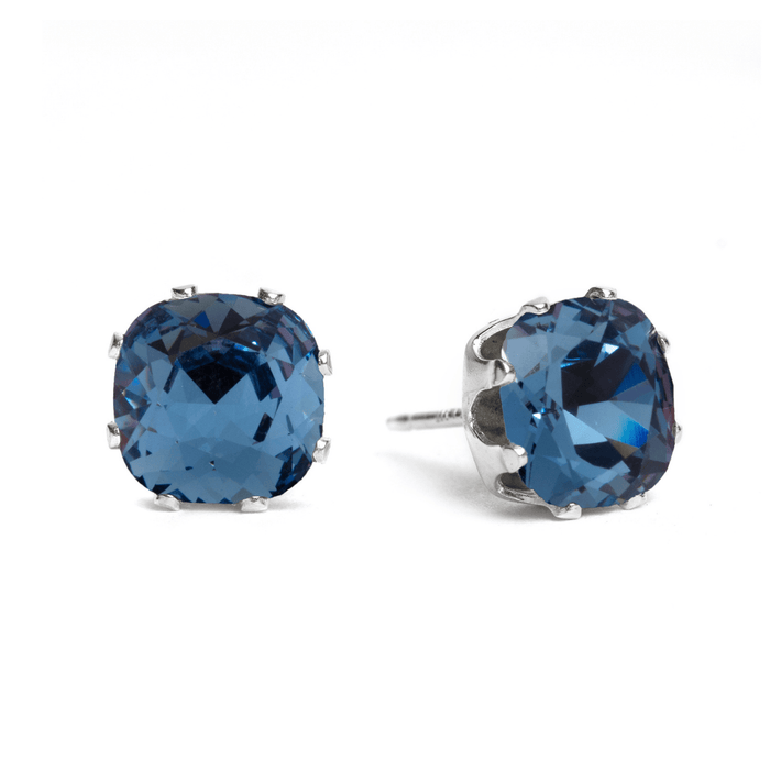 Denim Mini Cushion Sterling Silver Stud Earrings