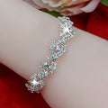 Elegant Deluxe Silver Rhinestone Crystal Bracelet - 64 Corp