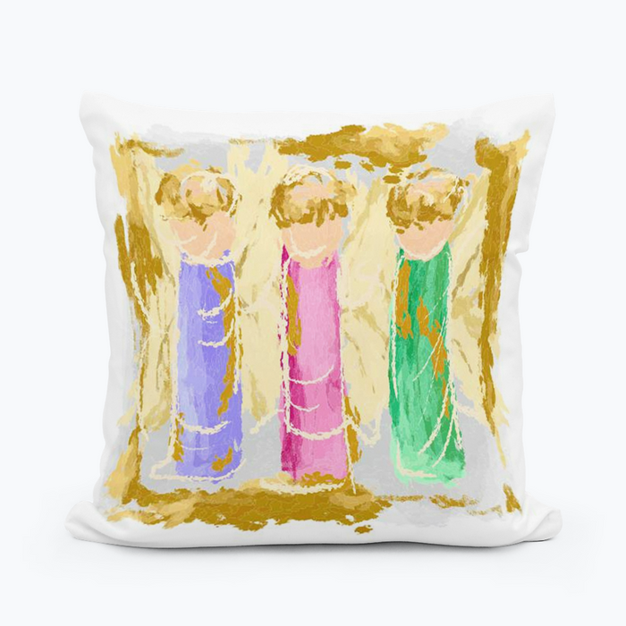 Emmalee Three Gold Angels Pillow