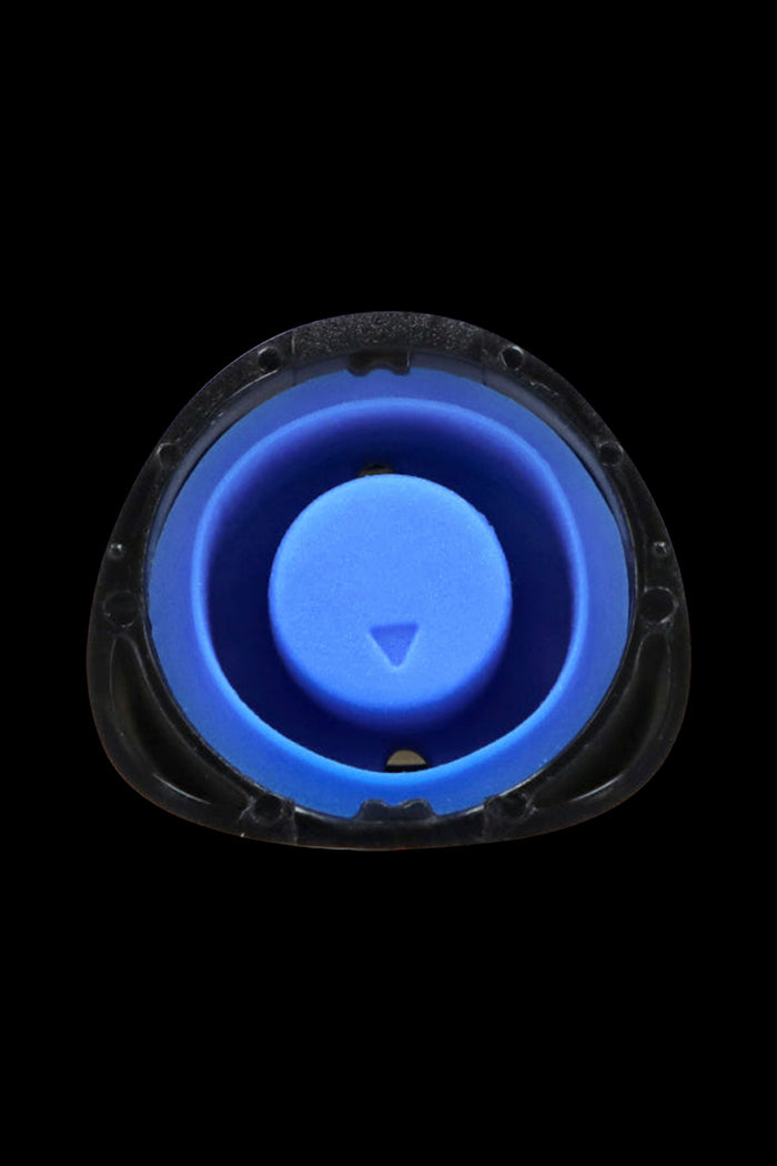 Blue cannabis consumption device with a circular bowl.