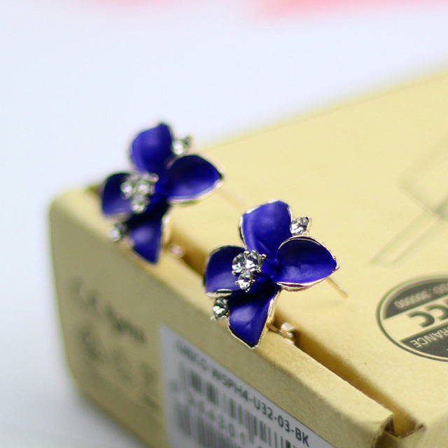 Fashion Drop Crystal Stud Earrings Double Side for Women Bridal Wedding Party Jewelry - 64 Corp