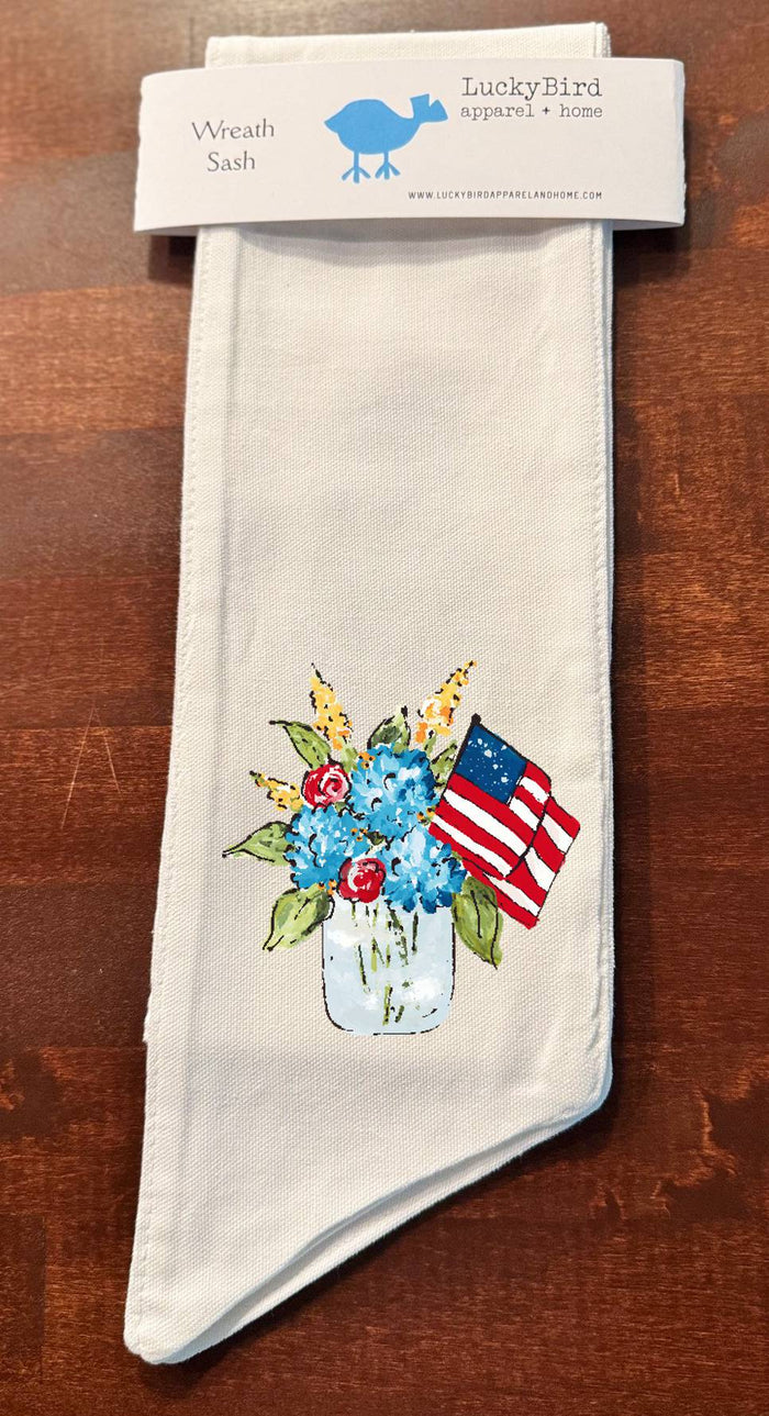 FLAG FLORAL JAR WREATH SASH
