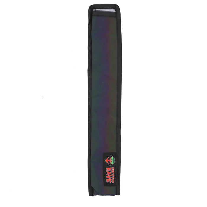 Flash reflective fan holster showing light rainbow reflection across holster.