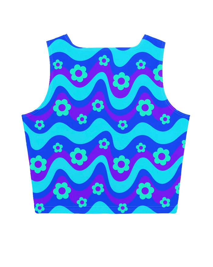 Flower Power Blue Crop Top, Crop Top, - One Stop Rave