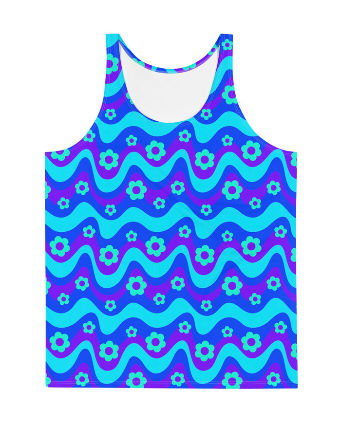 Flower Power Blue Tank Top, Tank Top, - One Stop Rave