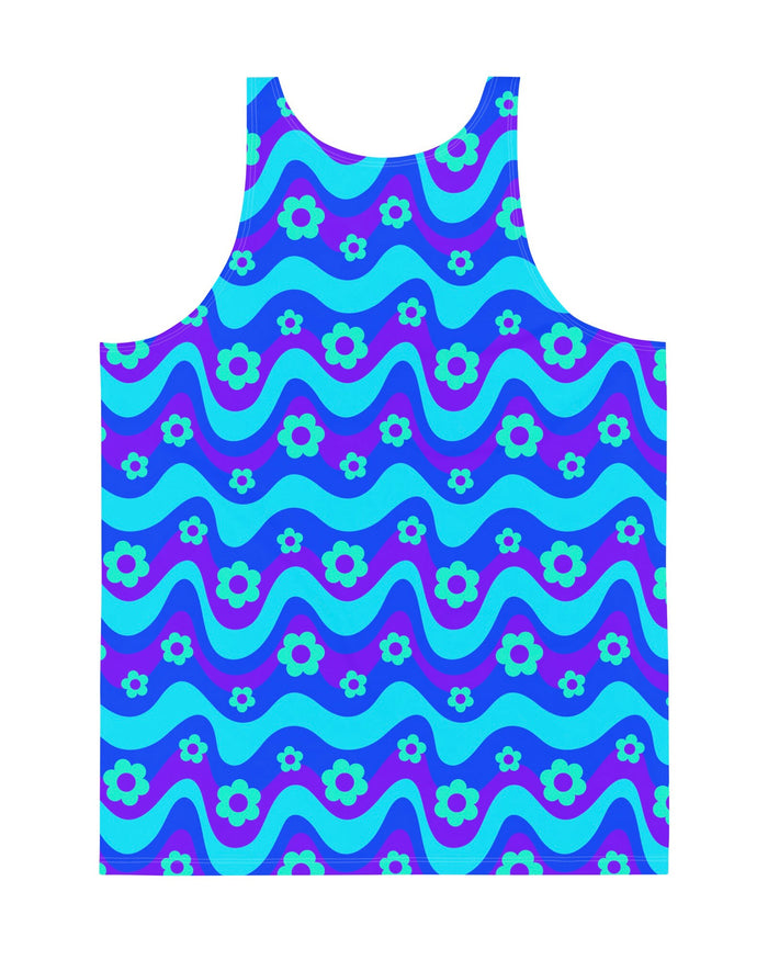 Flower Power Blue Tank Top, Tank Top, - One Stop Rave